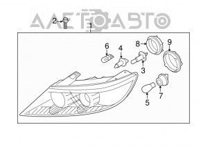 Left front headlight for Kia Sorento 10-13 pre-restyling