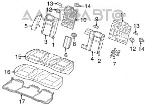 Rear row of seats 2 row Chrysler 300 12-14 pre-rest leather black