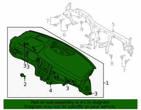 Torpedo front panel with AIRBAG Volvo V90 17-22 usa black without projection