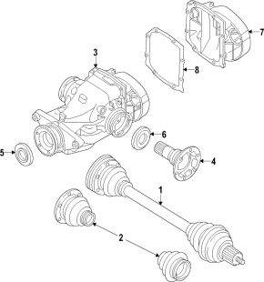 Rear left half-shaft drive BMW X5 F15 14-18 AWD, for adaptive suspension