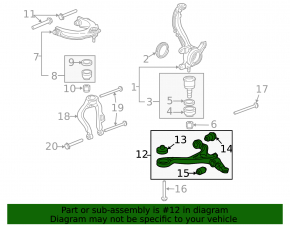 Lower control arm, front right, Honda Crosstour 10-15