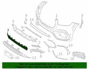 Front bumper lower central trim Mercedes X167 GLS 450 580 24-26