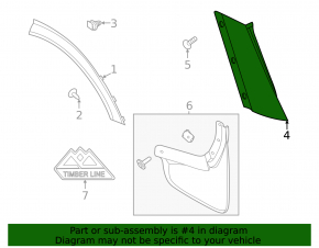 Rear left window molding for Ford Explorer 20-25, gloss black, broken guide, scratches
