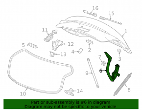 Trunk lid hinge left Chevrolet Impala 14-20