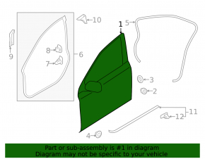 Door bare front right Subaru Outback 15-19