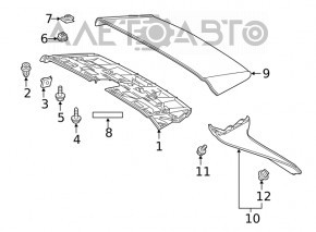 Right tailgate spoiler for Toyota Rav4 19-24, structure, worn