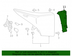 Outer wing light cover rear right Toyota Prius 50 19-22