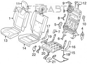 Rear seats, row 2, Ford Escape MK3 2013-2015, gray cloth