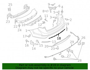 Rear bumper molding Ford Fiesta 14-19 rest 4d for parking sensors