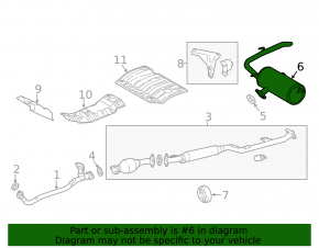 Muffler rear part with barrel Toyota Sienna 17-20 3.5 FWD
