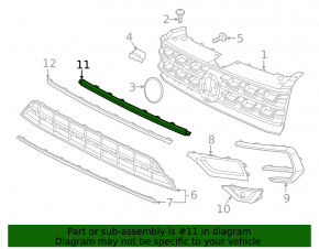 Front bumper trim center VW Atlas 18-20 upper, R-Line, structure
