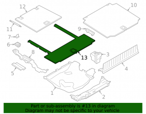 Rear trunk floor for BMW X5 G05 19-24, black, with anti-slip strip, with drive, dry-cleanable
