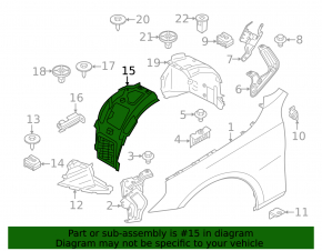 Front left fender liner for BMW 5 G60 24-25 Fender & liner, Fender & components