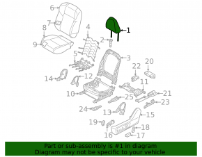 Mitsubishi Outlander 22-25 passenger seat headrest, black leather with gray stitching