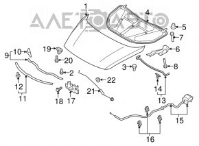 Right hood hinge Mazda CX-9 16-23