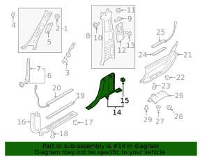 Volvo XC90 16-23 black center pillar trim, lower right, scratches
