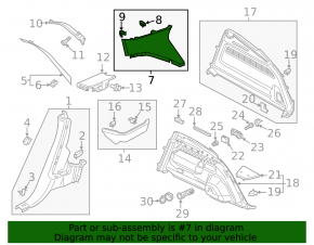 Upper right rear pillar trim for Audi Q8 19-26, rear, black, worn