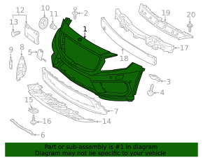 Bare front bumper Mercedes GLA 17 - without parking sensors