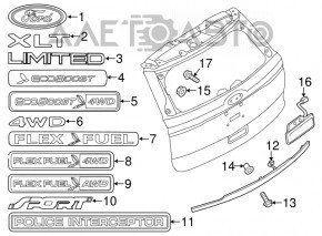Handle with button of the trunk door Ford Explorer 11-15 prerest