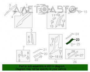 Door sill trim rear right outer Lincoln MKX 16-18 black, broken fastener