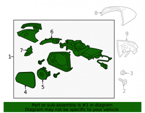 Right side mirror assembly for Ford Mustang mk6 15-23, 7 pins, folding, turn signal, heated, red