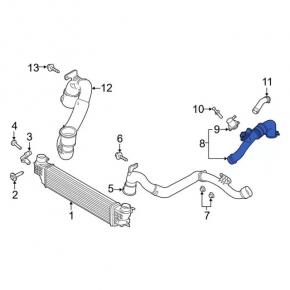 Intercooler pipe left Ford Edge 19- 2.0T second, with valve