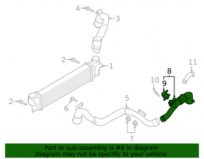 Intercooler pipe left Ford Edge 19- 2.0T second, with valve