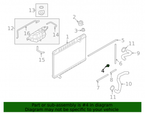 Radiator support lower left Infiniti Q50 14-24 rubber
