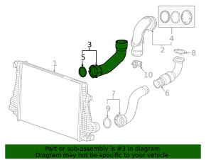 Lower right intercooler hose for a 1913 Cadillac ATS 2.0T