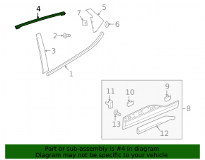 Door molding upper rear right Chevrolet Bolt EV 17-23 chrome