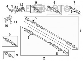 Drive axle shaft front right Kia Soul 14-19 2.0 automatic transmission