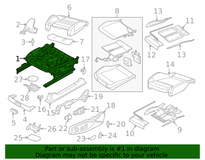 Driver's seat runner, left, Audi Q5 80A 18-24 electric, without frame