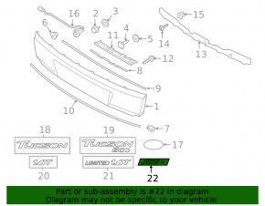 Emblem inscription AWD tailgate Hyundai Tucson 16-18 type 1