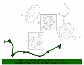 ABS sensor rear left Nissan Sentra 13-19 under drum
