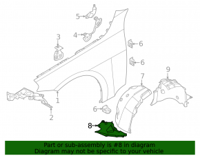 Front left lower fender liner for BMW 2 Series G42 2022-25, 230i, with m pack