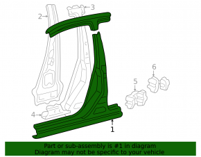 Left center pillar for Lexus RX300 98-03
