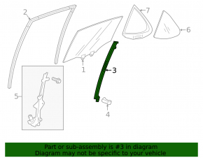 Rear right door glass guide Acura TLX 15-
