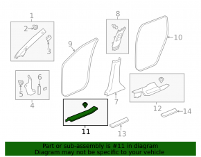 Door sill trim front right inner Acura MDX 14-20