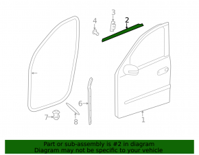 Molding door-glass center front left Mercedes X164 GL W164 ML chrome