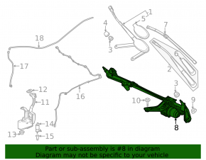 Windscreen wiper linkage with motor for Mercedes H247 GLA 20-26