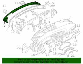 Audi A6 C7 12-18 upper central dashboard trim, black and chrome