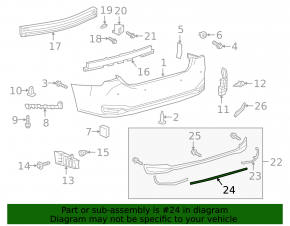 Rear bumper molding central Lexus ES 19-
