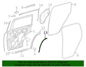 Rear right side door seal for Lexus LX 22-26 rear