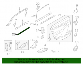 Rear left glass seal Audi Q5 8R 09-17 inner