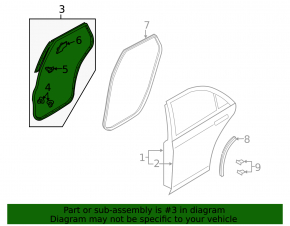 Mazda CX-7 06-12 rear right door seal