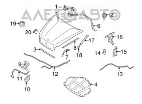 Hood hinge left BMW X5 X6 E70 E71 07-13