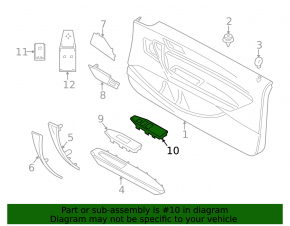 Front left window lift control trim BMW 4 F33 14-20 convertible, black
