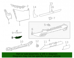 Right rear bumper grille for Lexus LX 22-26 with parking sensors