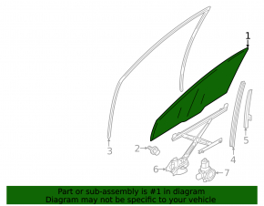 Mitsubishi Outlander 14-22 front left door glass