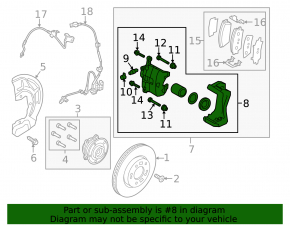Front right caliper assembly for Kia Seltos 2021-2025 FWD